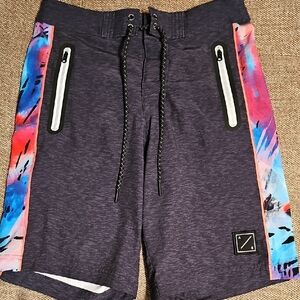 Colorful Board Shorts with Zipper Pockets